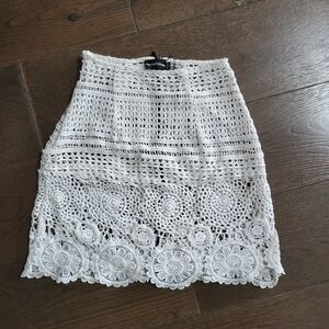 PrettyLittleThing Elegant White Crochet Skirt